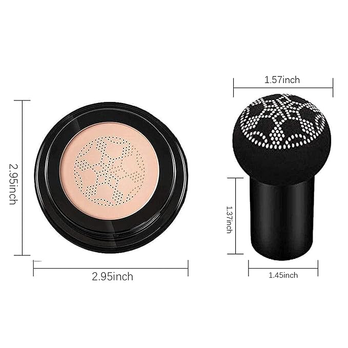 Mushroom Head Air Cushion CC Cream Foundation, Moisturizing BB Cream Foundation, Long-Lasting Blemish Coverage, Matte Even Skin Tone Nude Makeup Base Primer (02#, Natural)
