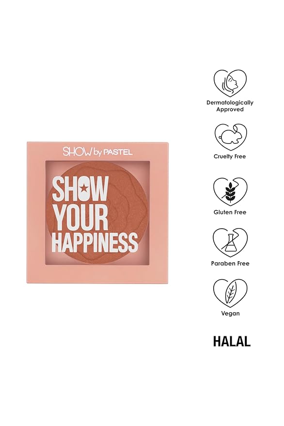SHOW by PASTEL | Show Your Happiness Blush - Vibrant Pink Tone, Embossed Powder, Long-Lasting Color, No-204-Polite