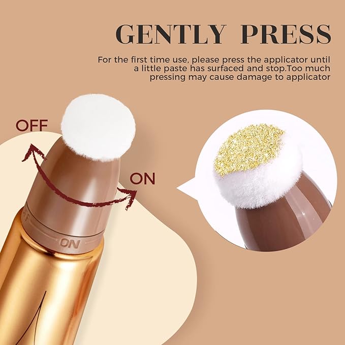 Highlighter Beauty Wand, Liquid Face Highlighter Stick with Cushion Applicator, Long Lasting Smooth Natural Matte Finish, Lightweight Blendable Super Silky Cream Highlighter Stick (05# Highlighter)