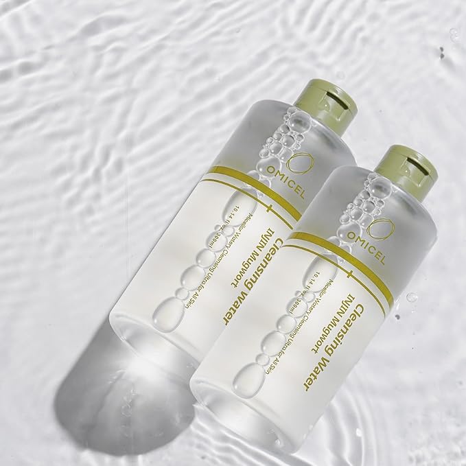 INJIN Mugwort Mineral Cleansing Water (2 Count) - Gentle Makeup Remover | Micellar Water with Tea Tree Leaf Water | Glucose-Infused Formula for Effective Cleansing