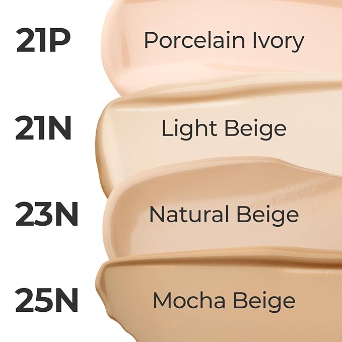 Cushion Foundation 0.42 Oz (21N Light Beige) + System Fitting Puff 5EA | Long-Lasting Buildable Coverage | Korean Cushion Makeup | Face Makeup Tool for Liquid Foundation