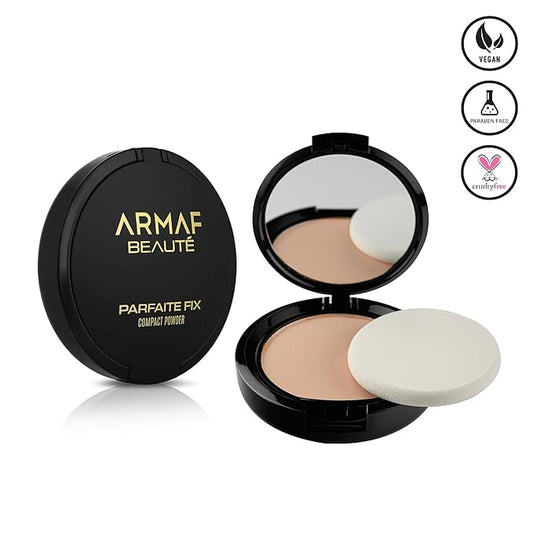 Armaf Beauté Parfaite Fix - Compact Powder Foundation, Pressed Powder Compact for Flawless Finish, 6 Shades to Choose From | Fair