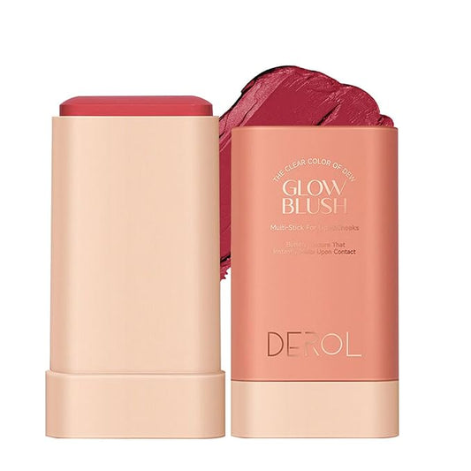 Blush Stick for Cheeks and Lips, On-the-Go Glow Blush, Hydrating Solid Cheek Tint, Multi-use Blush Makeup Stick, Tinted Moisture Sticks, Beautiful Natural Shades (03#Ruby)