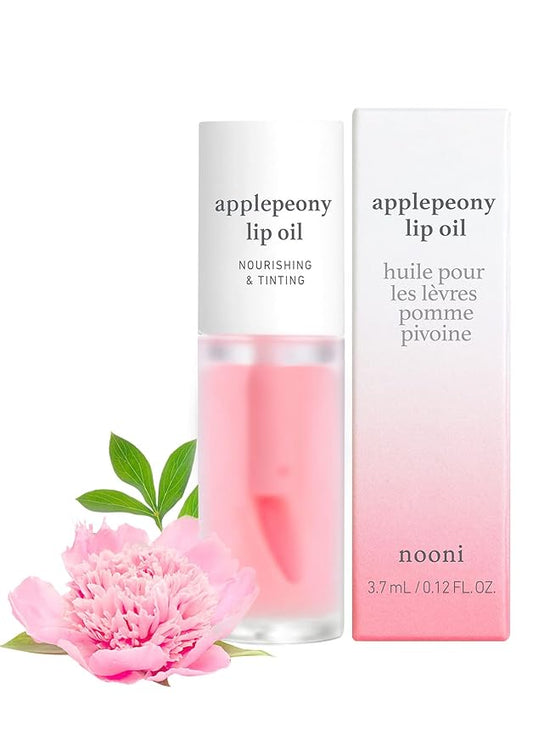 NOONI Korean Vegan Lip Oil - Applepeony, 0.12 Fl. Oz + Korean Lip Oil - Applecoco, 0.12 Fl. Oz Bundle