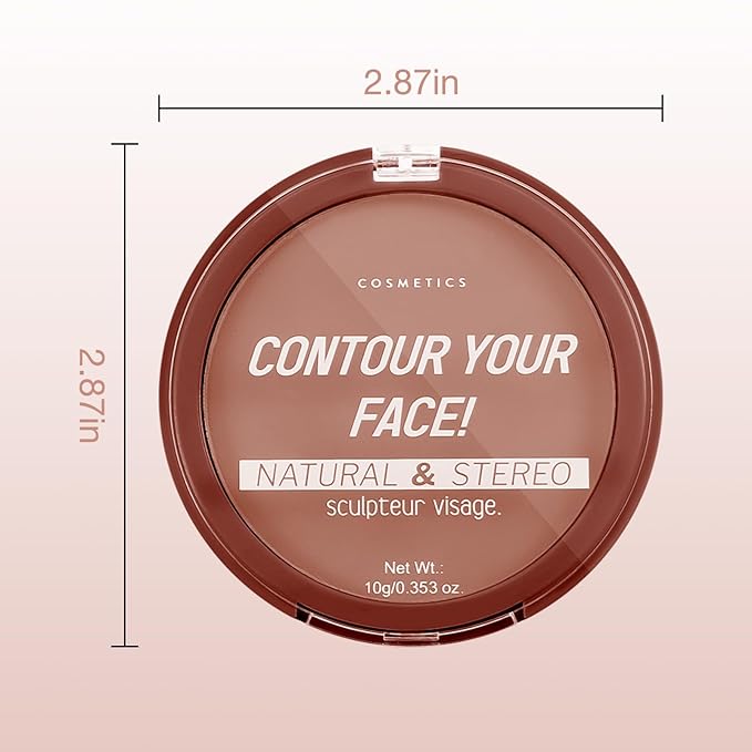 Boobeen 2 Packs Matte Finishing Pressed Powder Contour Palette, Waterproof and Oil-Control Face Contour Bronzer Powder, Non-Caking Natural and Long-Lasting Baked Setting Bronzer Makeup, 5 Colours