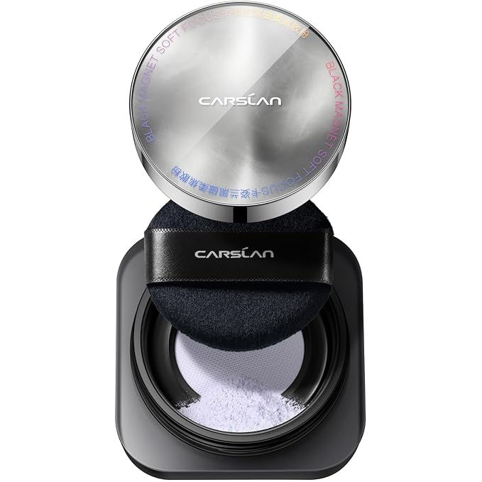 Black Magnet Soft Focus Make Up Powder, Waterproof Loose Setting Powder, 24H Longlasting, Oil Control, Talc-Free Face Powder, 02 Light Purple For Oily Skin, 0.28Oz
