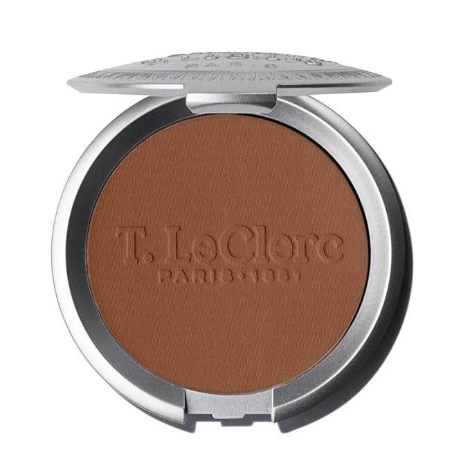 T.LeClerc Rice Compact Powder – Anti-Aging Pressed Powder with Brown Rice Ferment – Long-Lasting Natural Matte Finish – Moisturizing | Non-Comedogenic Face Powder (CHÂTAIGNE, 9G)