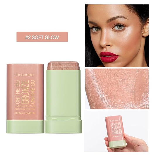 GECOMO On-The-Go Soft Creamy Highlighter Blush Bronzer Makeup Stick,Blendable Natural Glow Makeup Cream Blush Highligh 0.6 Oz - 02 SOFT GLOW