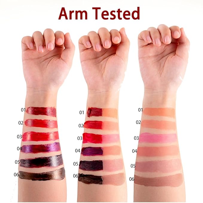 6 PCS Lip Stain Peel Off, Fruity Flavour Tinted Lip Gloss Lip Tint, Long Lasting Non-Stick Cup Tattoo Color Lipstick Set, Transfer Proof, Matte Finish, Lip Makeup for Women & Girls