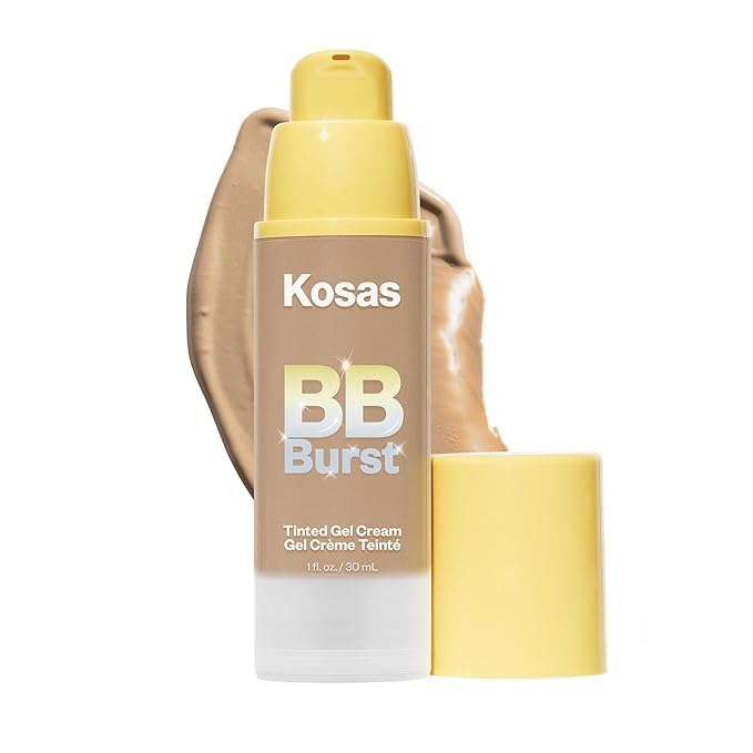 Kosas BB Burst Tinted Face Gel Cream - Supports Healthy Collagen, Smoothes Skin, Hydrates & Moisturizes- Lightweight Buildable Coverage - Medium Deep Neutral Olive 31, (1 Oz/30 ML)