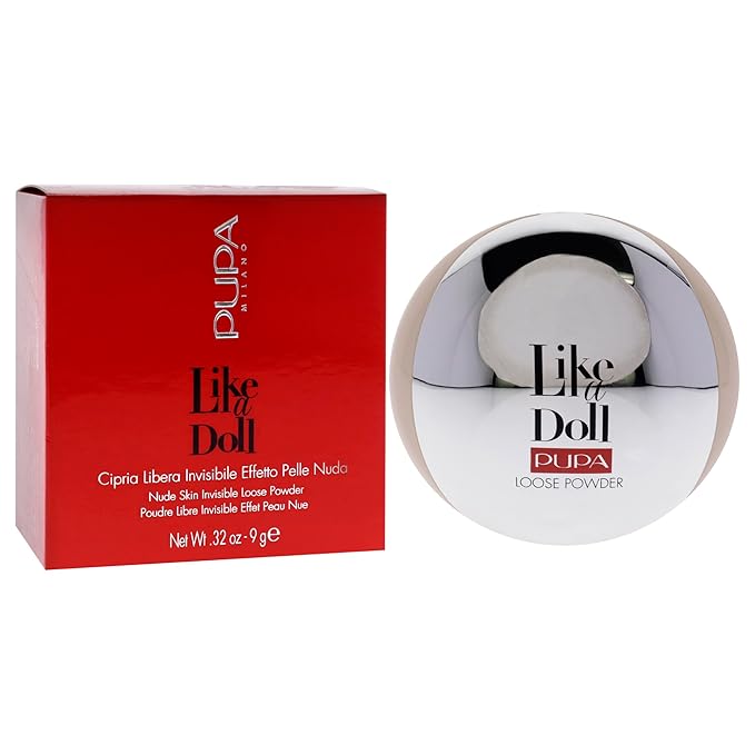 PUPA Milano Like A Doll Loose Powder 004 Rosy Beige - Soft Powder for Smooth, PHOTOREADY Complexion - Enriched with Hydrating Cottonseed Extract - Blurs FIne Lines and Uneven Texture - 0.32 oz
