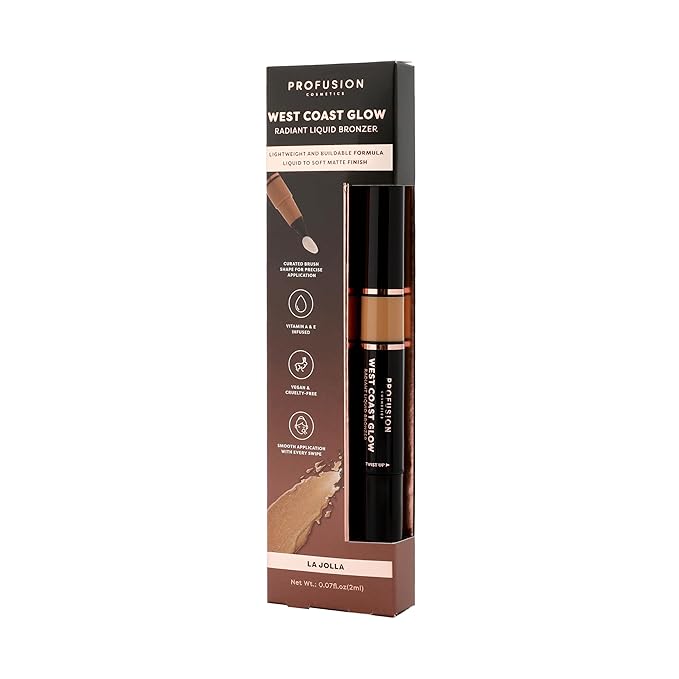 Profusion Cosmetics - West Coast Glow Radiant Liquid Bronzer - Experience Radiant Sun-Kissed Beauty with Vitamin-Infused Liquid Formula - La Jolla