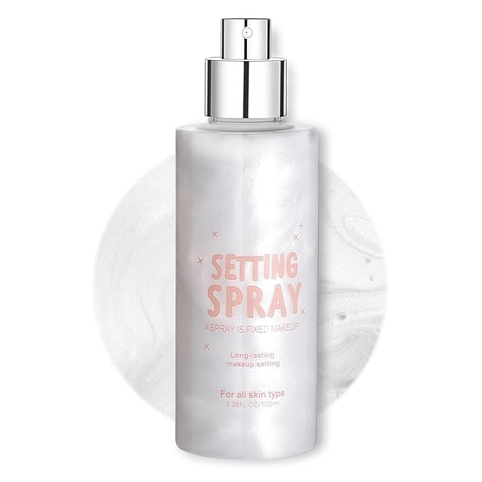 DAGEDA Glitter Setting Spray, Moisturizing + Shimmery + Setting Spray for Face, Fast Drying, Refreshing and Locking Dewy Makeup 3.38 fl. oz / 100 ml (White)
