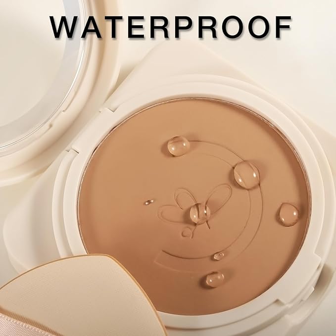 Matte Pressed Powder, Wet & Dry Concealer Foundation, Oil Control Flawless Setting Powder, Portable Face Makeup Compact with Puff Applicator
