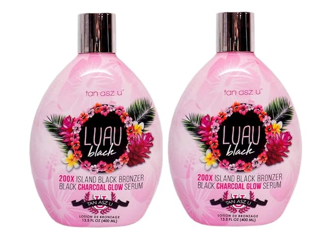 2-PACK Tan Asz U Luau Black 200X Island Black Bronzer Tanning Lotion – Ultra Dark Tanning Accelerator with Skin Hydrating & Smoothing Blend, 13.5 oz Bottles Each
