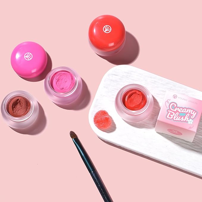 YOUNG VISION Lip & Cheek Pudding Pot – Multi-Use Soft Matte Cream Blush, Buildable Lightweight Formula Lips and Cheeks Tint, 5g/0.17oz