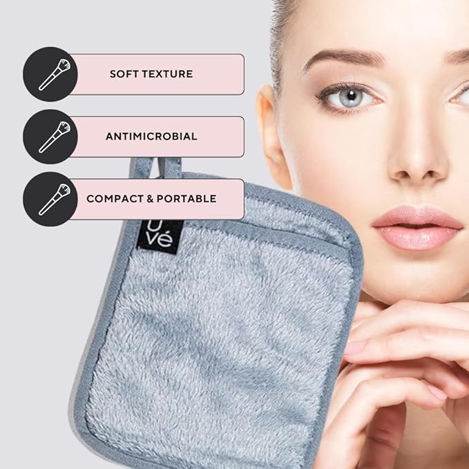 UVe ERASE Makeup Remover Cloth, Reusable Microfiber Face Towel Removes Makeup with Just Water, Cleansing Face Washcloth, Soft and Gentle for All Skin Types