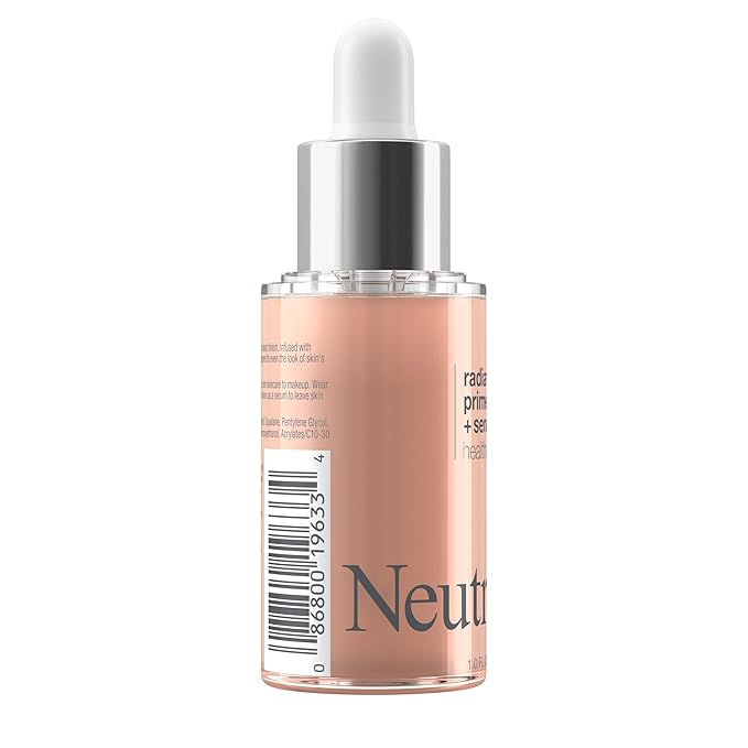 Neutrogena Healthy Skin Radiant Booster Primer & Serum, Skin-Evening Serum-to-Primer with Peptides & Pearl Pigments, Evens the Look of Skin's Tone & Smooths Texture, 1.0 fl. oz