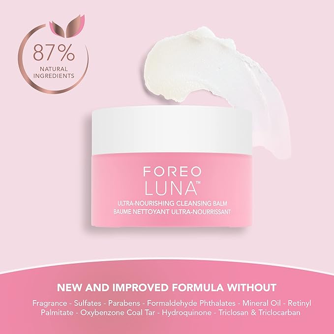 FOREO LUNA Nourishing Cleansing Balm - Gentle Waterproof Makeup Remover - Waterless Oil Cleanser - Eye Makeup Remover - Vegan - Cruelty & Fragrance-Free, Eco-Friendly - 2.5 fl. oz