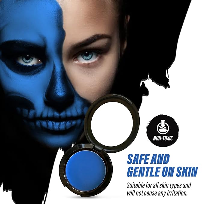 MANIC PANIC Goth White Cream To Powder Foundation Bundle with Blue Moon Face & Body Paint