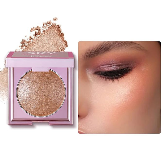 MAEPEOR Face Highlighter Palette 8 Colors Shimmer Glitter Pearl Highlighter Powder Sparkly Diamond Highlighting Palette for Face Cheek (04 Ginger Color)