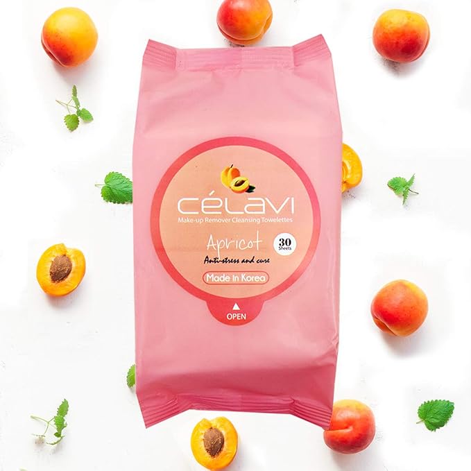 Celavi Makeup Removing Wipes 30 Count (3 Packs) (APRICOT/VITAMIN/CUCUMBER)