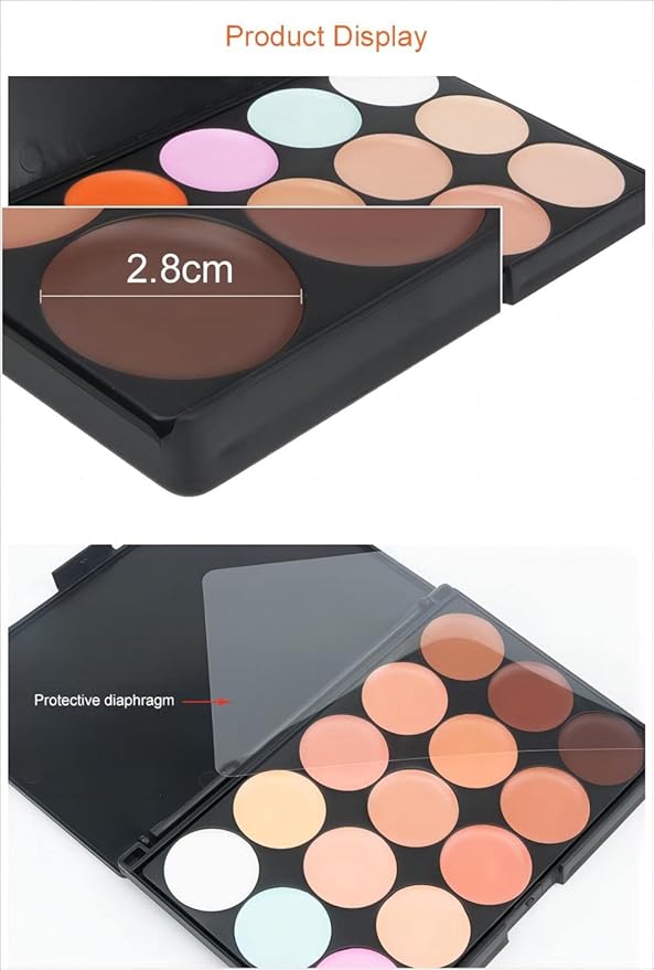 15 Colors full coverage concealer Palette,Contouring Cream,Contouring Foundation Concealer Palette - Vegan, Animal free and hypoallergenic (Z-01)