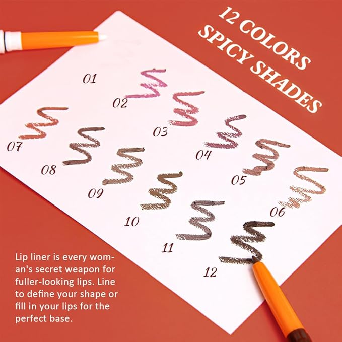 Retractable Matte Lip Liner Pencil, Maroon Plump Lip Liners Long-Lasting Creamy Formula for Shaping & Sculpting lip filler pen, Subtle Touch Velvet Pigmented Crayon Lip Liner 08#