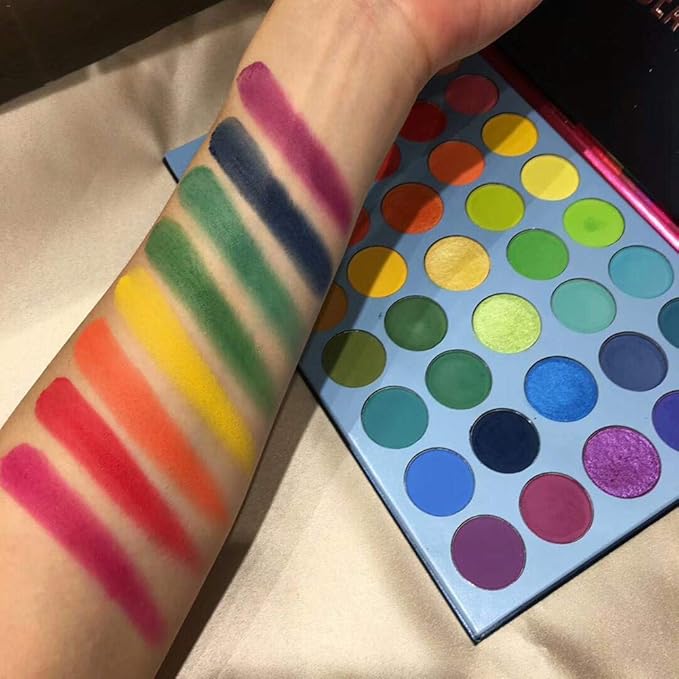 39 Pop Colors Eyeshadow Palette Matte Shimmer Eyeshadow Pigmented Colorful Long Lasting Waterproof Makeup Palette Blending Metallic Natural Makeup Eyeshadow Cosmetics
