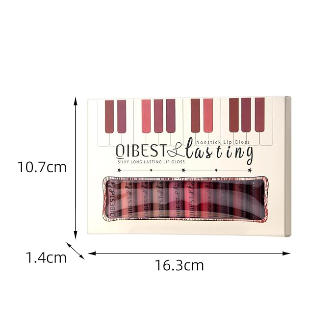 12Pcs Nude Matte Liquid Lipstick Set, Waterproof Long Lasting Non-Stick Cup Nude Brown Dark Red Lipstick 24 Hour Not Fade Matte Lipstick Professional Lip Gloss Makeup Gifts for Women (Set C)
