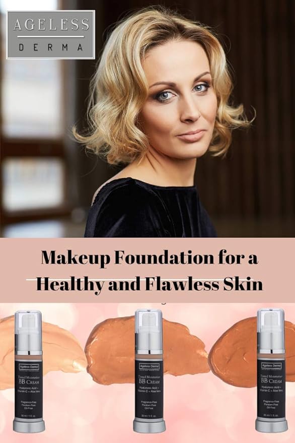 BB Cream Tinted Moisturizer Foundation with Hyaluronic Acid and Vitamin C. Made in USA