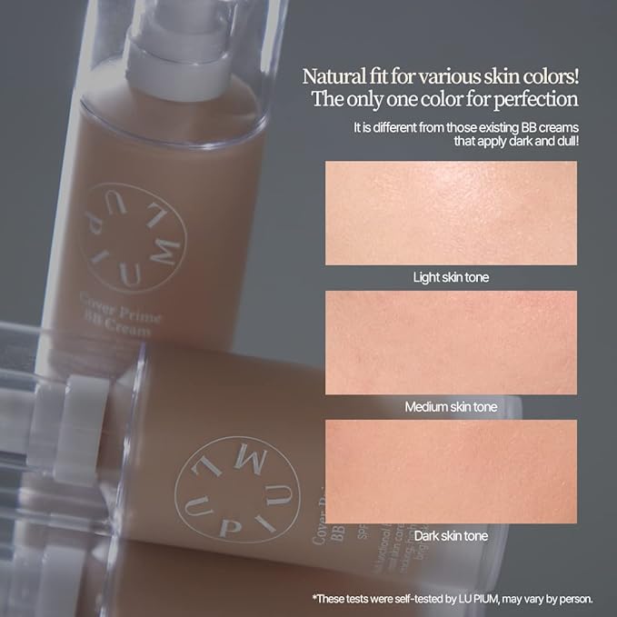 LU'PIUM Cover Prime BB Cream, Concealing Blemishes, dark circles, Natural skin tone, Lightweight hydrating skin enhancer, silky finish 1.69 Fl Oz.