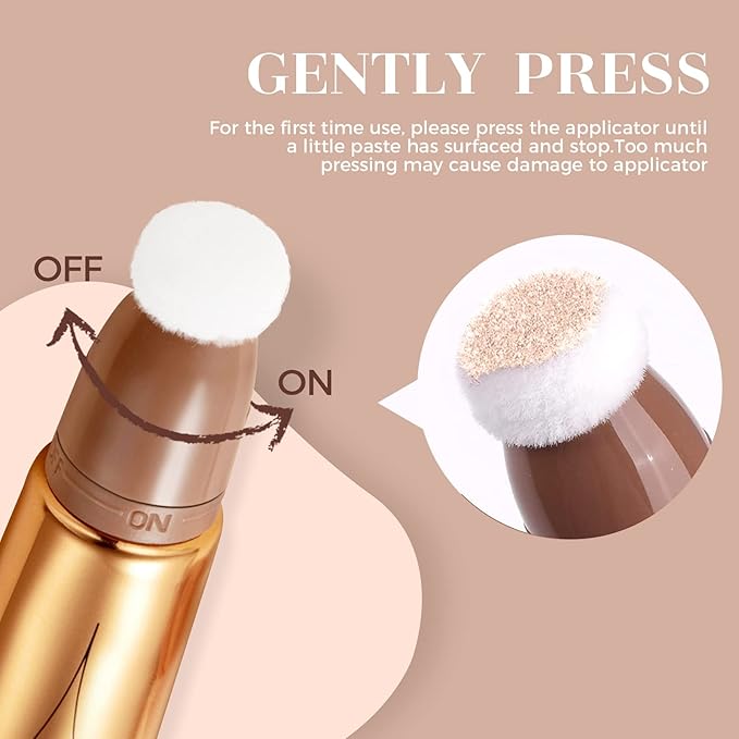 Highlighter Beauty Wand, Liquid Face Highlighter Stick with Cushion Applicator, Long Lasting Smooth Natural Matte Finish, Lightweight Blendable Super Silky Cream Highlighter Stick (04#