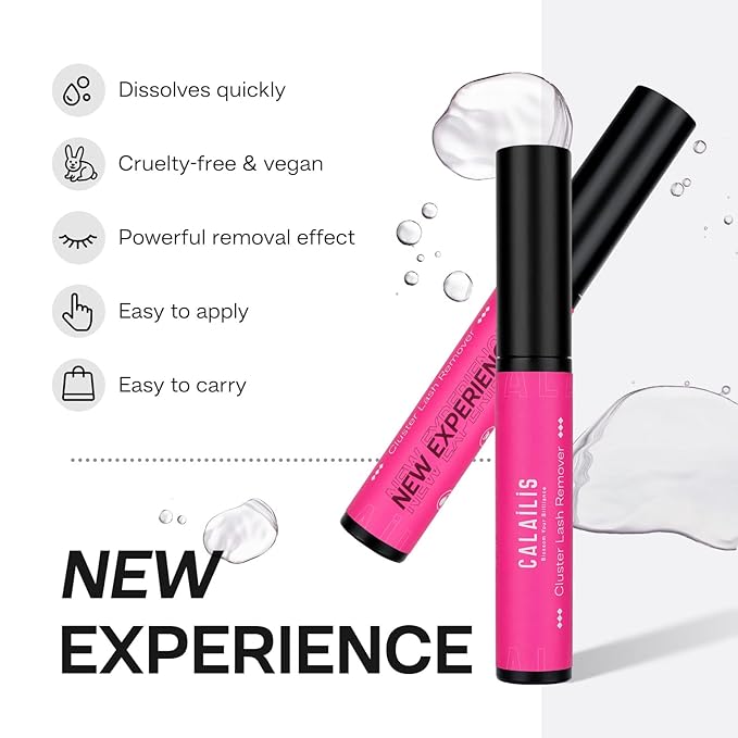 CALAILIS Lash Glue Remover, Eyelash Remover for Lash Extensions Lash Adhesive Remover Eyelash Glue Remover for False Eyelashes, Gentle Soothing Non-Irritating Eye Cleanser, 2Pack
