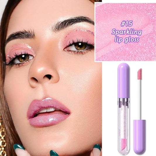 Glitter Liquid Lip Gloss,Orchid Shimmer Lipstick, Waterproof Shimmer Lip Stain Lip Glaze, High Shine Long Lasting Shiny Lip Color Makeup 15#