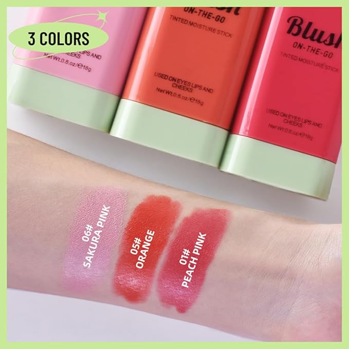 LAMUSELAND Cream Blush Stick, Multi Use Waterproof Natural Face Blush, Moisturize, Long-lasting, Pigmented & Blendable, Matte Makeup Blush Stick for Cheeks Eyes Lips (multi)