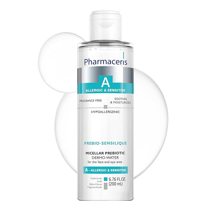 PREBIO-SENSILIQUE Micellar Prebiotic Dermo-Water for Face & Eyes, Removes Makeup & Impurities, Soothes & Moisturizes Allergic & Sensitive Skin, Safe for Contact Lens Wearers, 6.76 fl oz