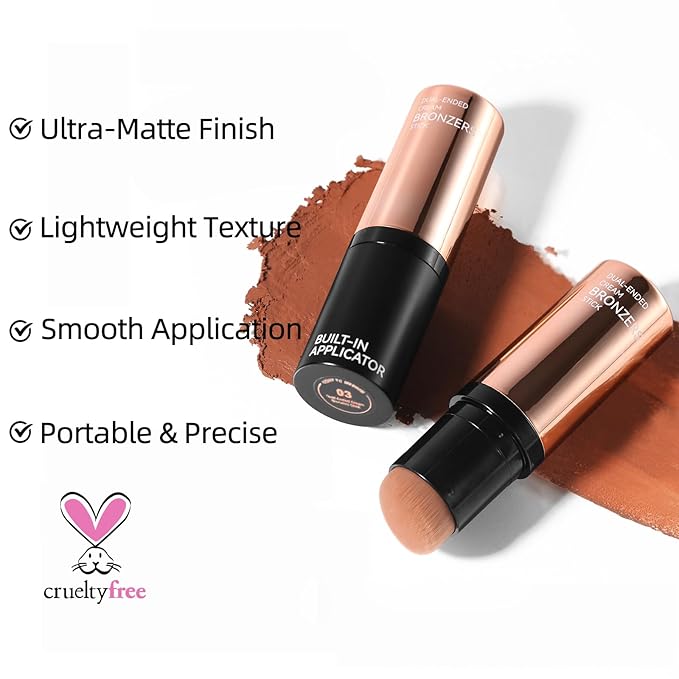 Erinde Cream Contour Bronzer Stick, Natural Finish Contouring Stick, Blendable & Smooth Matte Bronzer Stick, Waterproof & Long Lasting Face Shaping Makeup, 04 Healthy Dark