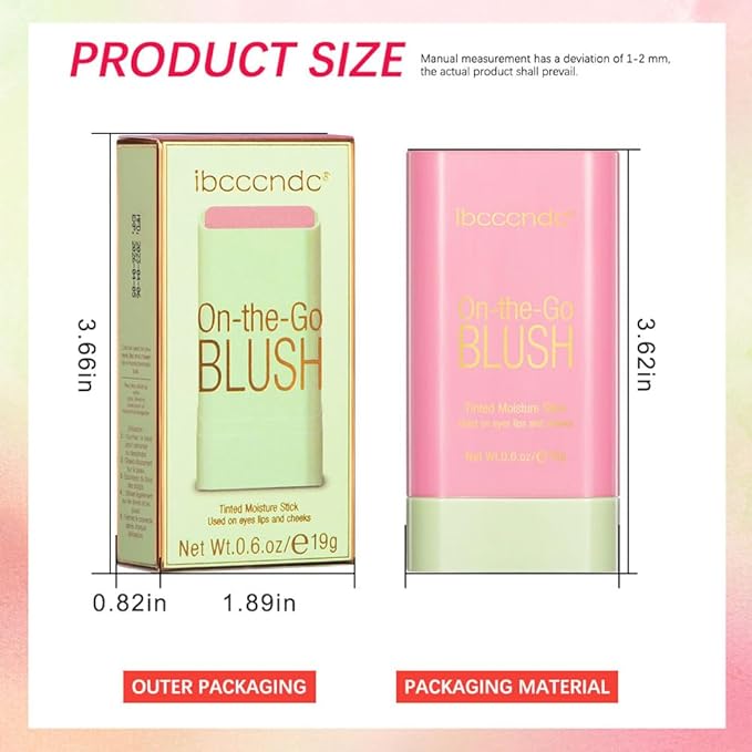 Blush Stick for Cheeks and Lips, On-the-Go Blush, Hydrating Solid Cheek Tint, Makeup Stick for Beautiful and Natural Shades, Tinted Moisture Stick Ued on Eyes Lips and Cheeks
