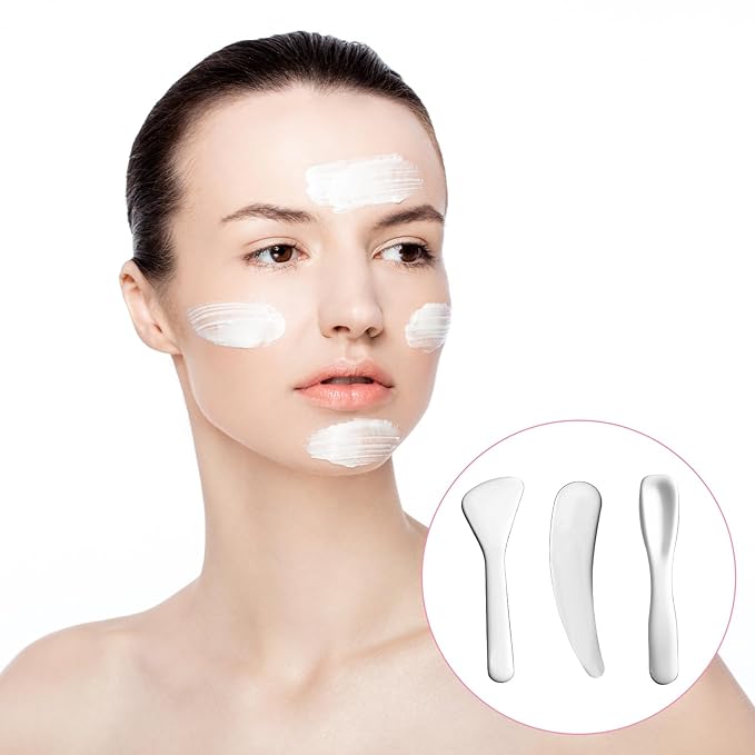 3Pcs Mini Metal Cosmetic Spatulas, Stainless Steel Skincare Spatulas Small Makeup Spatula Makeup Cream Spoon Beauty Tools for Mixing and Sampling Masks Skin Care Creams Eye Cream Essences