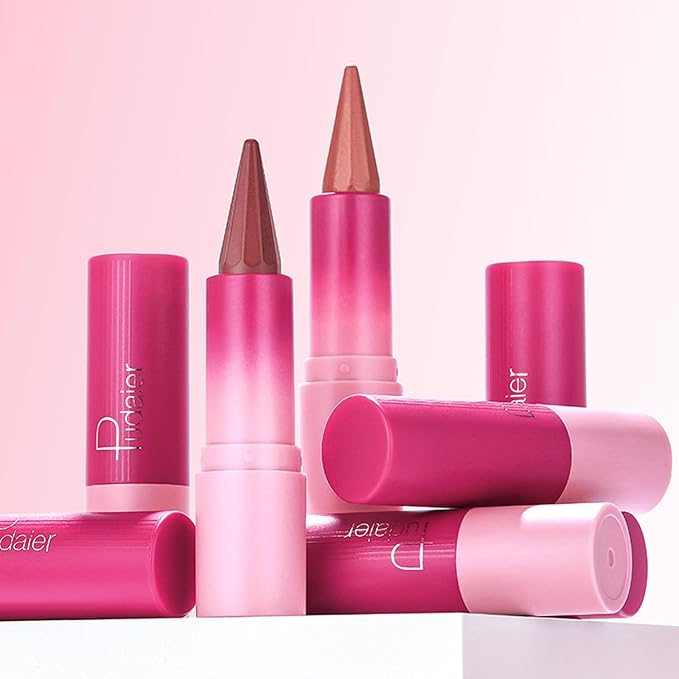 3 Colors 2-in-1 Lip Liner Set, Matte Nude Gradient Smooth Creamy Lip Pencil High Pigmented Waterproof Long Wearing Lip Combo Multi Use Cream Lipstick Kit Makeup for Women and Girls(01+02+05)