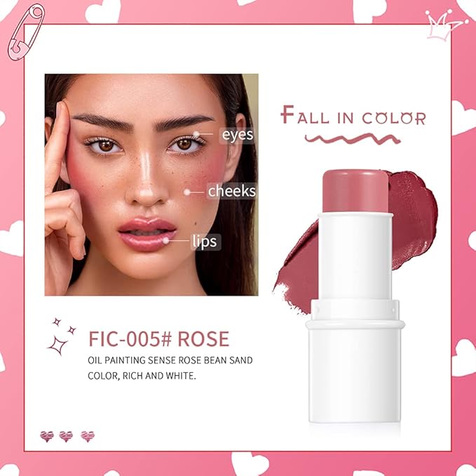 Makeup Sticks Set, Matte Cream Blush Stick for Cheeks, Eyes and Lips, Contour Stick & Highlighter Makeup Sticks for All Skin (Blush, Highlighter & Contour)