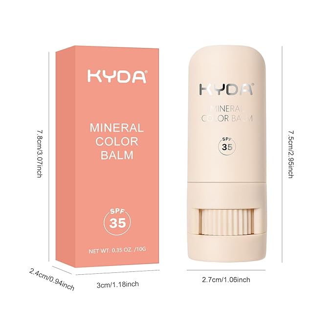 KYDA Mineral Color Balm, Buildable Shimmer Color for Lips and Cheeks, Broad spectrum SPF 35, Natural Shimmer Finish, Lightweight Blendable Creamy, Multiuse Blush Stick, GUAVA