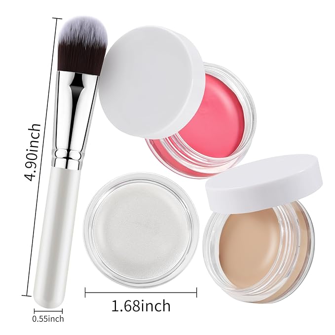 Cream Blush Contour Highlighter Palette, Bronzer Face Illuminator Kit With Brush, Contour Kit For Eyes, Cheeks And Lips