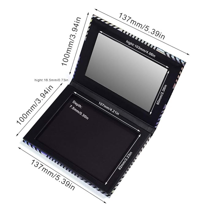 TUOKING Makeup Magnetic Palette with Mirror and 20Pcs Metal Stickers, Empty Storage Palette for Eyeshadow Powder Highlighter