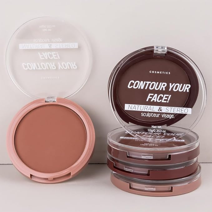 Contour Powder Foundation - Matte Finish, Waterproof & Oil-Control, All-Day Wear for Natural 3D Sculpting, No Cakey or Fading (Shade Adjustable)(2#, 1 Count (Pack of 1))