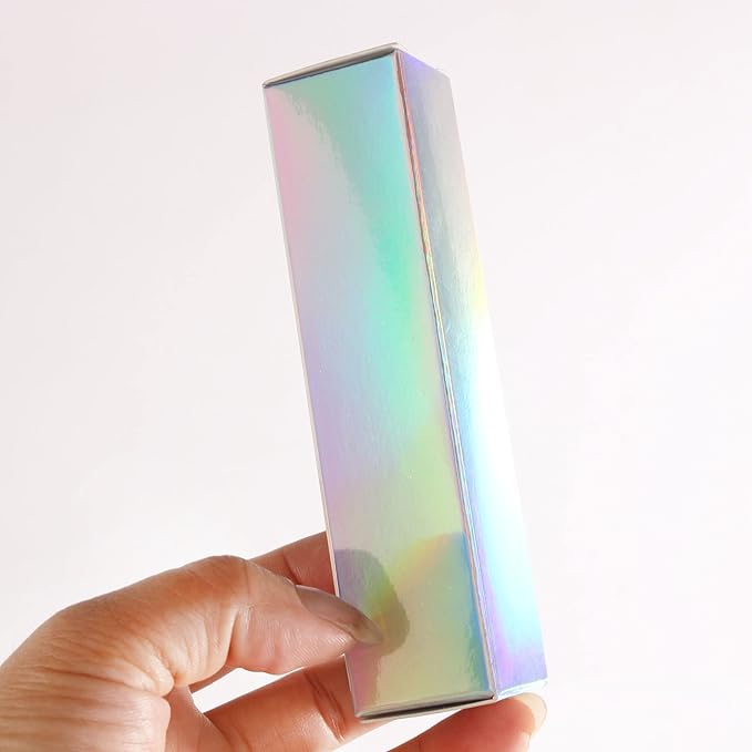 COSIDEA 50 PCS Empty Holographic siver Lip Gloss Boxes W25 xW25 xH117mm, Cosmetic Perfume Mascara Box Packaging ,small Kraft Paper Box Luxury Holder Wrapping