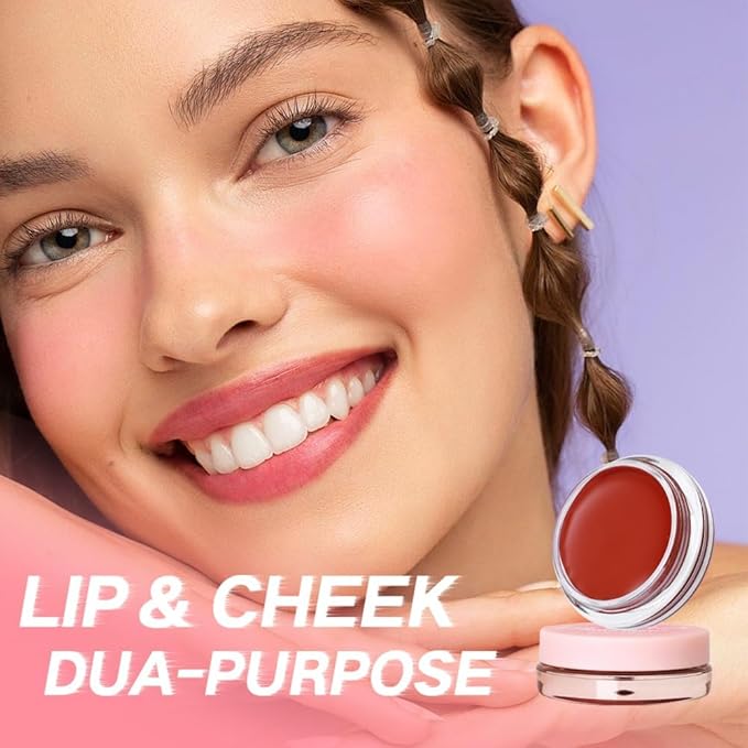 Cream Blush for Cheeks, Lips and Eyes, Natural-Looking, Long-Lasting Face Makeup, Moisturizing Formula Waterproof Blendable Color Blush (Taro Bean Paste)