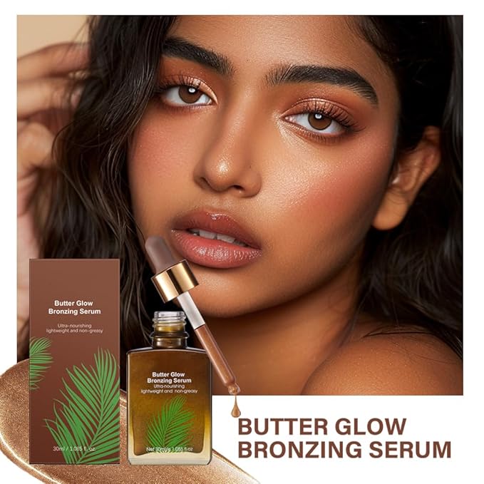 Butter Glow Bronzing Serum, Face Bronzers Serum, Hydrating Face Serum, bronzing drops for face, Liquid Bronzer, Bronzing Drops (2PCS, Large)