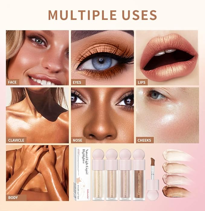 Liquid Highlighter Stick, Matte Finish, Cream Formula, 02#, Waterproof, Full Coverage, Body & Face Makeup